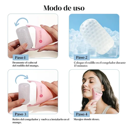 Miniatura 4 de BAIMEI IcyMe - Rodillo de hielo para cara y juego de herramientas faciales Gua Sha, rodillo facial de hielo que reduce la hinchazón, alivia las Rosa