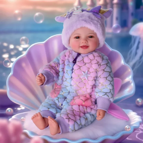 BABESIDE Muñeca de sirena para niña, 17 pulgadas, suave, realista, con cola de sirena brillante y accesorios, bonitos juguetes de sirena para niñas