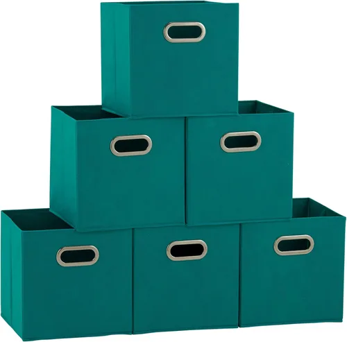 Miniatura 18 de Household Essentials Cubos de Almacenamiento de Tela Plegables Paquete de 6 – 11x11x11 Contenedores No Tejidos Apilables con Lados de Cartón
