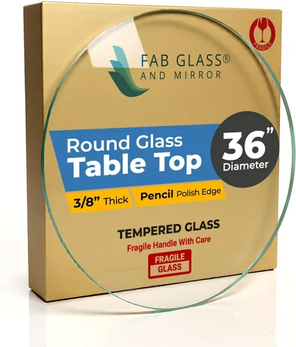 Miniatura 15 de Fab Glass - Mesa redonda de cristal de 48 in, grosor de 3/4 in, cristal pulido plano templado, Vidrio, Transparente