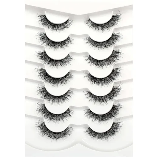 Pooplunch Pestañas postizas con aspecto de ojo de gato look natural, pestañas cortas finas, extensión cruzada 8D volumen, pestañas postizas de visón