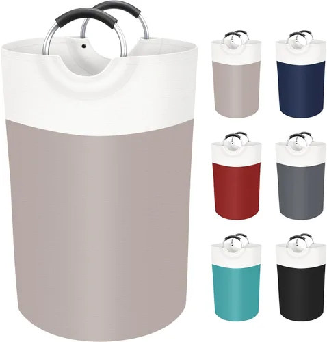 BlissTotes Cesta de lavandería de 75 L, cesta de lavandería independiente, cesta plegable para ropa sucia, tela impermeable con asas de aluminio