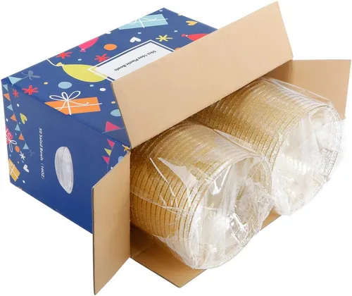 Miniatura 9 de bUCLA Paquete de 50 cuencos de plástico con purpurina dorada, cuencos desechables de 10 onzas para salsa/postre de cristal para bodas y fiestas