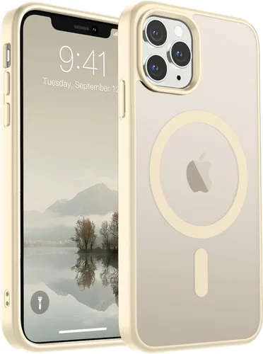 SUPFINE Funda magnética para iPhone 11 Pro Max (compatible con MagSafe) (protección contra caídas de grado militar), delgada, translúcida mate, a