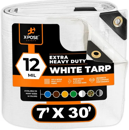 Miniatura 241 de Lona protectora Xpose Safety multiusos, de poliéster blanco, resistente, resistente al agua, resistente a la intemperie, resistente a rasguños
