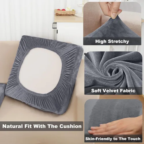 Miniatura 3 de NAISI 1 funda de cojín para sofá, 1 pieza, de terciopelo, elástica, para asiento o respaldo, fundas individuales suaves para sofá seccional