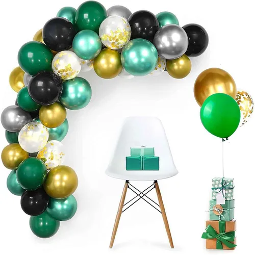 Miniatura 3 de We Moment Globos negros de 12 pulgadas color verde oscuro y dorado metálico cromado con globos de confeti, para baby shower, decoración de fiesta