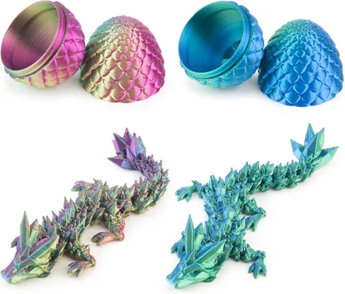 Miniatura 7 de Dxldfks Dragón impreso en 3D con huevo, pequeños huevos de dragón de cristal articulados para cestas de Pascua, decoración del hogar y la oficina