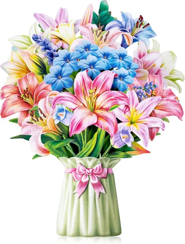 Miniatura 10 de Airpark - Tarjeta desplegable de flores 3D, tarjeta de felicitación – Claveles rosas – Para mamá, abuela – Ideal para el Día de la Madre