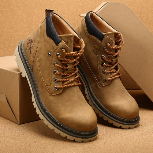 Miniatura 2 de Shaire Botas Chukka de cuero para hombre Botines con cordones para hombre Botas cómodas casuales