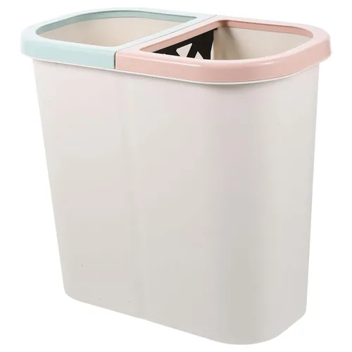 Zerodeko Cubo de basura doble de plástico para cocina, 2 compartimentos, cubo de basura clasificado para reciclaje, para el hogar, cocina, baño,