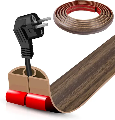 Miniatura 73 de Cubierta autoadhesiva para cables de suelo, gestión de cables de 3.3 pies, protector de tira de extensión para cables, evita tropiezos de cables