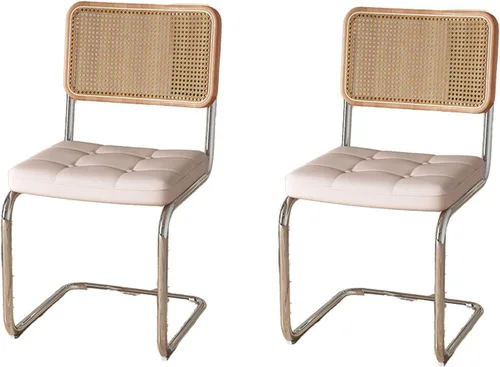 Miniatura 18 de Sillas de comedor de ratán, sillas de cocina, sillas de comedor modernas con madera maciza para cocina, sala de estar, silla de mediados de siglo