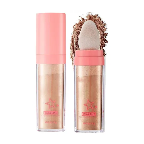 Maquillaje iluminador en polvo con purpurina, el cuerpo ilumina el colorete facial tridimensional natural en polvo de palmaditas (03# marrón dorado)