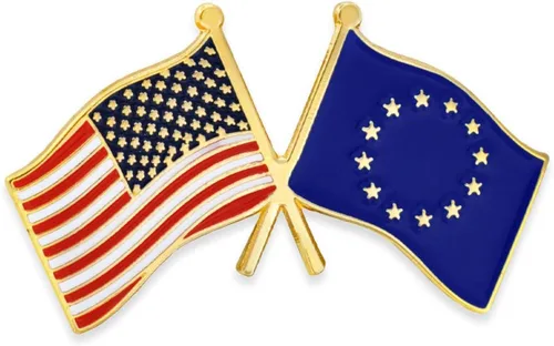 Miniatura 143 de PinMart Pin de solapa esmaltado con bandera de la amistad cruzada de Estados Unidos y el mundo