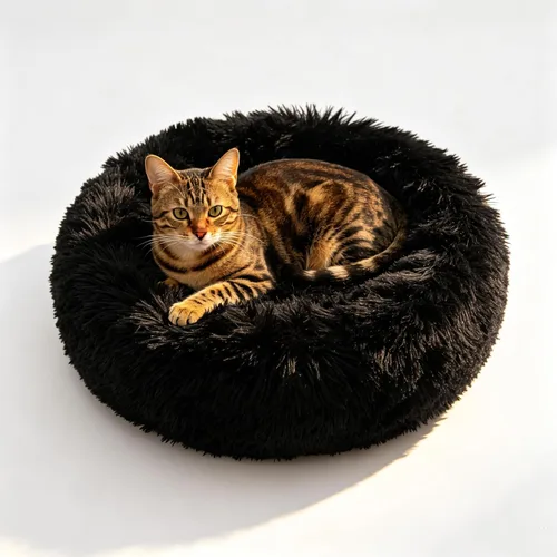 Miniatura 13 de Camas para gatos de interior – Cama para gatos lavable de 20/24 pulgadas, camas para perros pequeños y medianos, antiansiedad, cama redonda de felpa