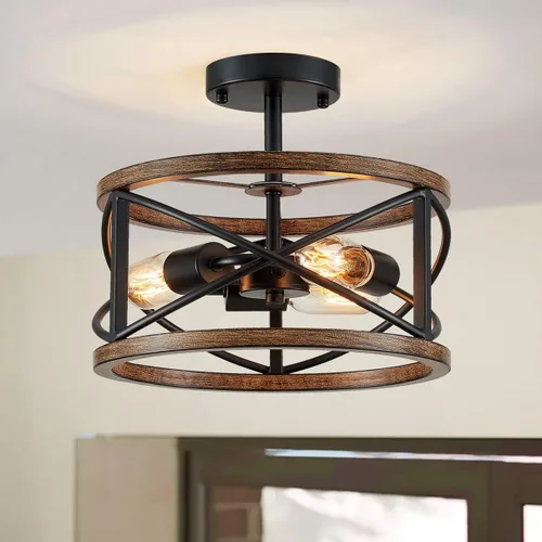 Miniatura 12 de WUZUPS Lámpara de araña de cristal con 3 luces, estilo vintage, estilo granja, industrial, semiempotrada, para vestíbulo, pasillo, almacenamiento