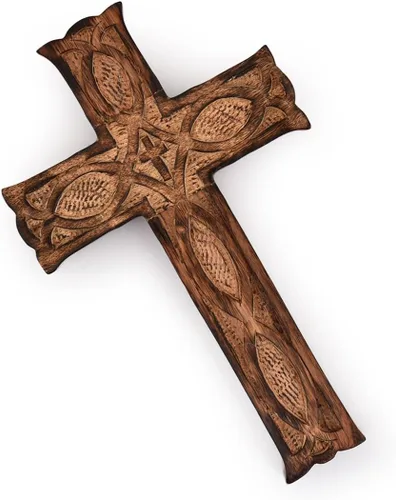 Miniatura 2 de NIRMAN Cruz de Pared de Madera Hecha a Mano para Iglesia y Hogar