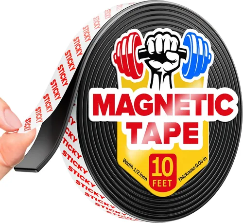 Miniatura 13 de Cinta magnética súper adhesiva (3.3 pies x 1/2 pulgada / 3.3 ft x 0.5 in) - Tira magnética fuerte con respaldo adhesivo para bricolaje