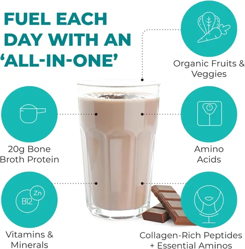 Miniatura 5 de Batido todo en uno inspirado en el paleo de chocolate – Reignite Wellness by JJ Virgin – Proteína en polvo de caldo de hueso – Batido de proteína