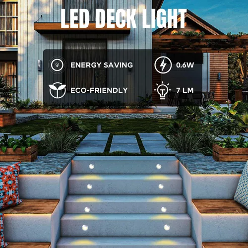 Miniatura 3 de Yescom Paquete de 5 luces LED de aluminio para terraza, iluminación de paisaje de bajo voltaje de 12 V, blanco cálido de 3000 K, IP67, impermeable