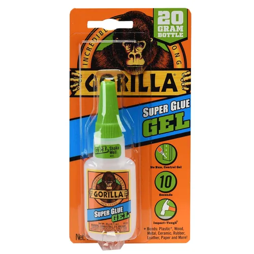 Gorilla Super Glue Gel, pegamento transparente, 20 gramos (paquete de 1) - Todo propósito y configuración rápida para proyectos y reparaciones