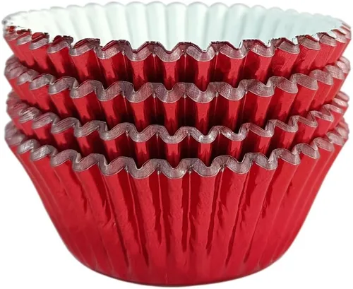 Miniatura 16 de Forros para cupcakes de papel de aluminio negro, 100 tazas de papel metálico para hornear para fiestas de cumpleaños, bodas o baby showers