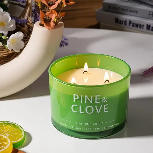 Miniatura 4 de Velas con aroma a pino y clavo, velas para el hogar, velas de lujo de soja de 12 onzas, 50 horas de tiempo de combustión de larga duración, regalos