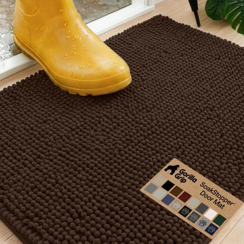 Miniatura 78 de GORILLA GRIP SOAKSTOPPER - Tapete para puerta de perro, 30 x 20 pulgadas, lavable a máquina, absorbente, captura la humedad, barro, suciedad, Negro
