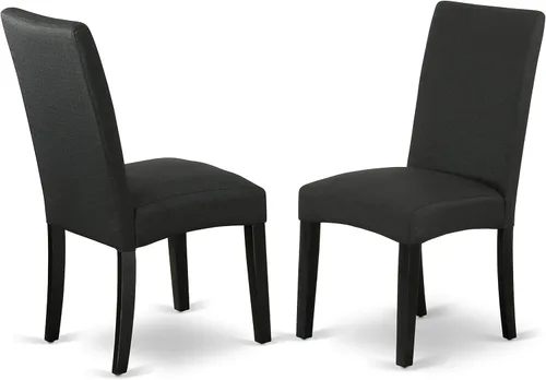 Miniatura 7 de East West Furniture DLDR5-BLK-24 - Juego de mesa de comedor moderno de 5 piezas, incluye una mesa redonda de madera con gotas y 4 sillas tapizadas