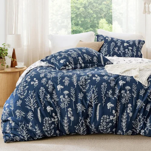 Miniatura 38 de Bedsure - Juego de edredón tamaño King, juego de ropa de cama verde salvia, 3 piezas de ropa de cama floral bonita, 1 edredón reversible suave