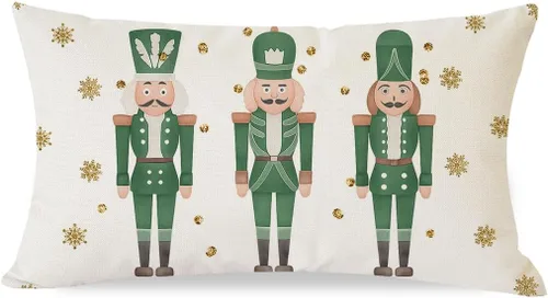 Miniatura 10 de PANDICORN - Funda de almohada decorativa de Cascanueces de Navidad 12x20 pulgadas, decoración de Navidad en negro con Cascanueces, cojín decorativo