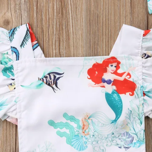 Miniatura 5 de Conjunto de 2 piezas de ropa de verano con estampado floral y manga abombada para bebé niña
