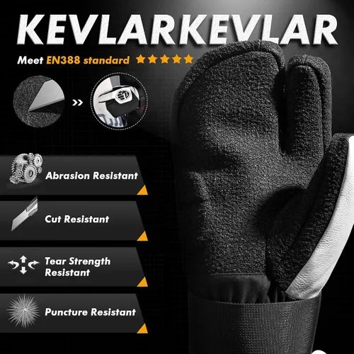 Miniatura 3 de MCTi Guantes de snowboard con protector de muñeca, guantes de Kevlar de 3 dedos, impermeables, para esquí de nieve en invierno
