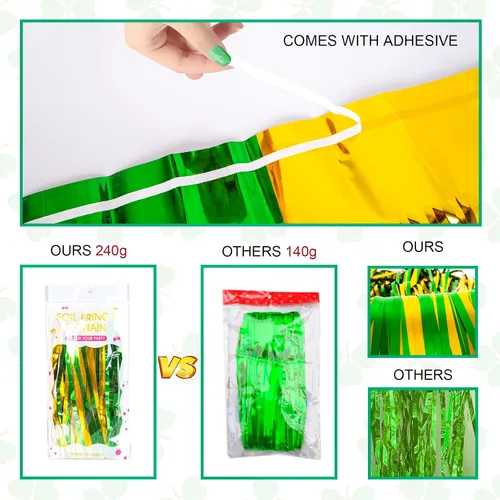 Miniatura 7 de LOLStar Cortinas de flecos de papel de aluminio para el Día de San Patricio, decoraciones de fiesta del día de San Patricio, 2 paquetes de 3.3 x 6.6