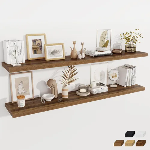 Miniatura 79 de Fun Memories Estantes flotantes de 12 pulgadas de profundidad, estantes de pared de madera de 16 x 12 pulgadas, estante de almacenamiento rústico