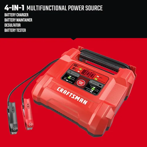 Miniatura 2 de CRAFTSMAN Cargador de batería de auto de 15A y mantenedor de batería, solución 4-en-1, para baterías de 6V/12V de deportes acuáticos, automotrices