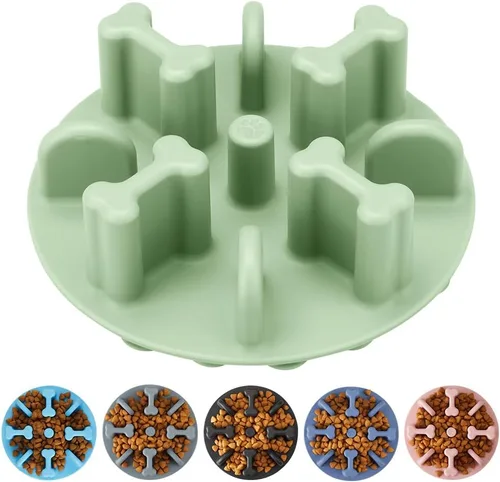 Miniatura 10 de Cuencos para perros de alimentación lenta, rompecabezas antiasfixia de silicona suave, alimentador lento, antideslizante para comer lentamente, Gris