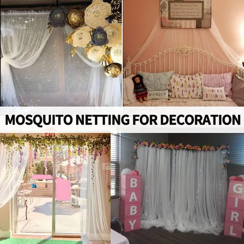 Miniatura 7 de Mosquitera para porche, patio, toldo, jardín, cortinas de tul transparente para exteriores, red de decoración para fiestas, bodas, arcos y cortinas