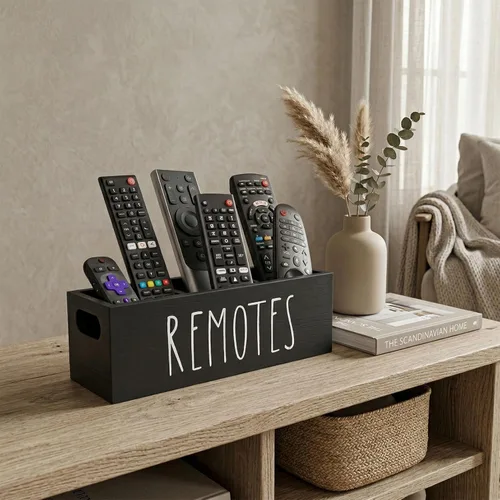 Miniatura 5 de Soporte para control remoto, organizador de almacenamiento remoto de granja, caja de controlador de TV de noche, bandeja organizadora de medios