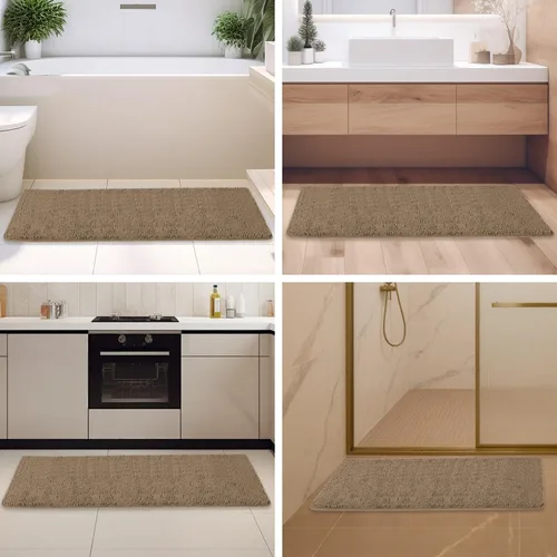Miniatura 687 de Alfombra de baño pequeña de 12 x 18 pulgadas, lavable y absorbente, antideslizante, alfombra de baño de felpilla gruesa y suave para baño, ducha