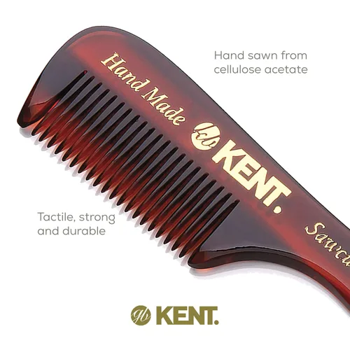 Miniatura 5 de Kent Peine de bolsillo para barba y bigote de caballero pequeño 83T, tamaño de bolsillo dentado fino para aseo y peinado del vello facial. Corte