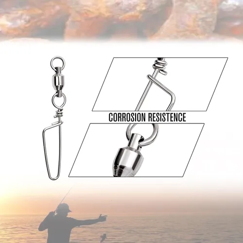 Miniatura 6 de Giratorios a presión de pesca, rodamiento de bolas de agua salada y agua dulce de alta resistencia, resistencia a la corrosión inoxidable