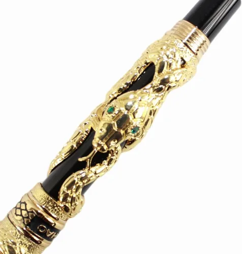 Miniatura 7 de Gullor Pluma Estilográfica Negro y Plata Antigua Serpiente Patrón 3D (dorado y negro)