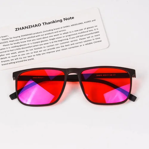 Miniatura 6 de SHINU Buen sueño Gafas de bloqueo de luz azul Hombres Lentes Rojas Anti Luz Verde Elimina la fatiga ocular Gafas Bluelight 078RD