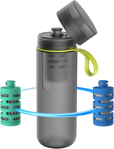 Miniatura 7 de PHILIPS Water GoZero - Botella de agua activa sin BPA con filtro de agua de río/lago/manantial para senderismo, campamento y fitness, filtro de agua
