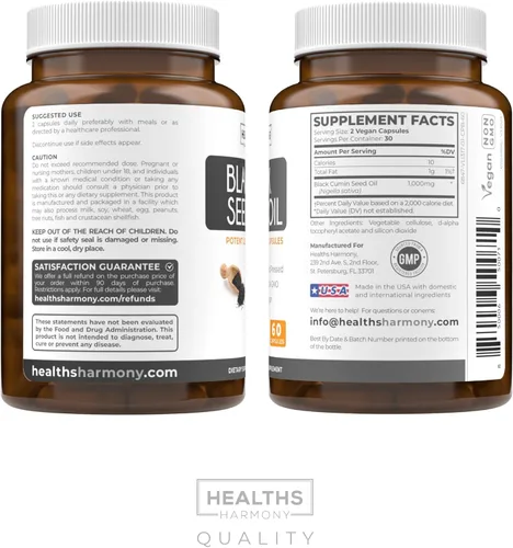 Miniatura 9 de Aceite de Semilla Negra - 60 Cápsulas de Gelatina Blanda (no OGM y Vegano) Premium Prensado en Frío Nigella Sativa que Produce Aceite Puro