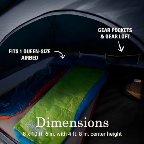 Miniatura 5 de Coleman Skydome - Tienda de campaña para habitación oscura con porche de pantalla y configuración de 5 minutos, tienda de campaña resistente a