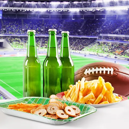 Miniatura 5 de Tanlade 50 platos de papel de fútbol americano, suministros de decoración de fiesta de fútbol, platos desechables, platos para aperitivos, nachos