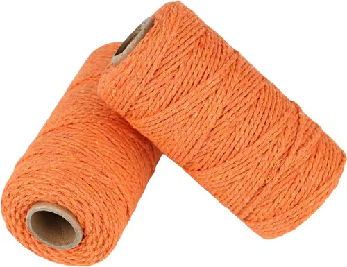 Miniatura 9 de Carrete de hilo de algodón de 656 pies de 10 capas, cuerda para manualidades y envoltura de regalos (negro + amarillo)